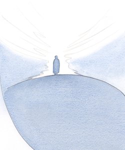 Vi håber at følge den vej, Kristi offer åbnede for os, og at slutte os til ham i himlen., 2001 (w/c på papir) af Elizabeth Wang