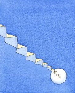 Vi efterligner Kristus, som smerteligt klatrede op ad en trappe mod Pilatus, mens vi stiger op ad en hellig trappe fra jorden til himlen og forsøger ved Guds nåde at forblive tillidsfulde og trofaste til enden., 2004 (w/c på s. af Elizabeth Wang