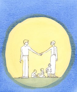 Hvor et ægtepar virkelig elsker hinanden og elsker Gud, ønsker de at gøre hans vilje, 2002 (w/c på papir) af Elizabeth Wang