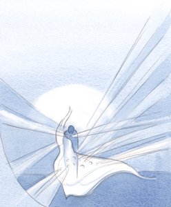 Hvor synden er blevet tilgivet, skinner nu en nådens diamant frem, smukkere, end hvis vi ikke havde syndet og omvendt os., 2001 (w/c på papir) af Elizabeth Wang