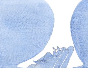 Uanset om jeg arbejdede, bad eller lå indhyllet i smerte, fandt jeg ud af, at jeg var krøllet sammen i hans kærlighed, 2000 (w/c på papir) af Elizabeth Wang