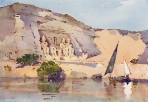 Abu Simbel (farve litho) af Ella Du Cane