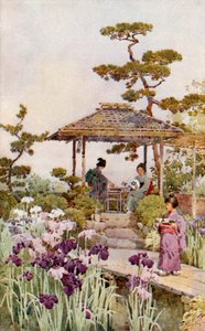An Iris Garden (farve litho) af Ella Du Cane