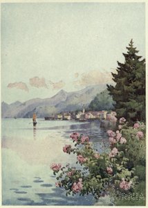 Bellagio fra Villa Melzi, Lago di Como, Illustration fra 