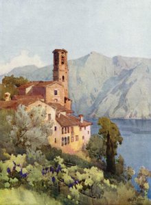 Castagnola, Luganosøen (farve litho) af Ella Du Cane