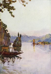 The Point of Bellagio, Comosøen (farve litho) af Ella Du Cane