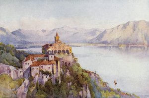 Madonna del Sasso, Locarno, Lago Maggiore (farve litho)