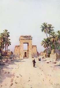 The Gateway of Euergetes, Karnak (farve litho) af Ella Du Cane