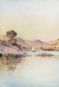 Klosteret St Simon, Assuan (farve litho) af Ella Du Cane