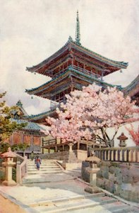 Pagoden, Kyomidzu (farve litho) af Ella Du Cane