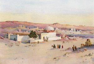 Vejen fra Assuan til Shellal (farve litho) af Ella Du Cane