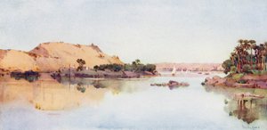 Sirdars ø og den arabiske sheiks grav fra Elephantine (farve litho)