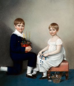 Charles (6 år) og Catherine Darwin (olie på lærred)