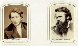 John Ruskin, engelsk kunstner, digter og kritiker, og William Holman Hunt, engelsk kunstner, 1865 af Elliott and Fry