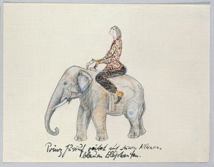 Prins Yussuf rider på sin lille blå elefant - ... af Else Lasker Schüler