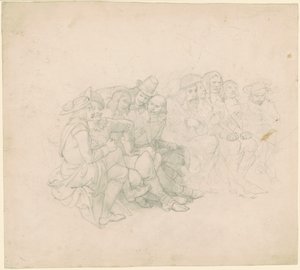 Mænd i 1700-tals kostumer [recto] af Emanuel Gottlieb Leutze