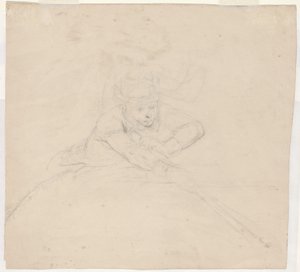 Studie af halvlængde figur med stang [verso] af Emanuel Gottlieb Leutze