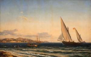 Aften ved Middelhavet. I baggrunden Marseille og øen If