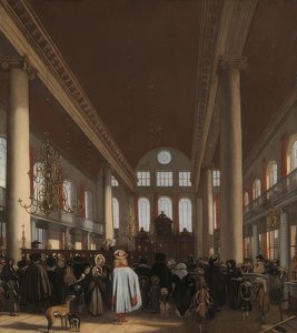 Interiør af den portugisiske synagoge i Amsterdam. 1680 af Emanuel de Witte