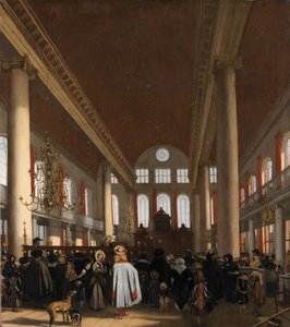 Interiør af den portugisiske synagoge i Amsterdam af Emanuel de Witte