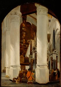 Nieuwe Kerk i Delft med Willem den Tauses grav, ca. 165051 (olie på egetræspanel) af Emanuel de Witte