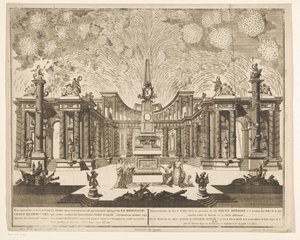 Vuurwerk in Moskou bij de viering van het einde van de Russisch-Turkse Oorlog, 1775 (Act III) Repræsentation af fyrværkeri, affyret i nærværelse af Hans Kejserlige Majestæt i anledning af fejringen af ​​freden, der blev indgået mellem Rusland og den osmann af Emel