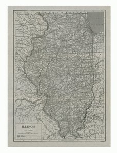Kort over Illinois, USA, c1910