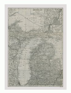 Kort over Michigan, USA, ca. 1900. af Emery Walker