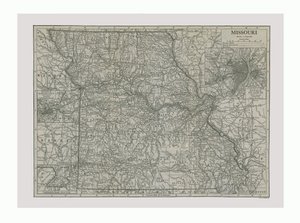 Kort over Missouri, USA, omkring 1900-tallet. af Emery Walker