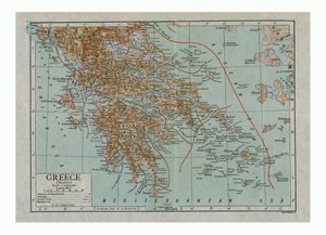 Kort over det moderne Grækenland, c1910