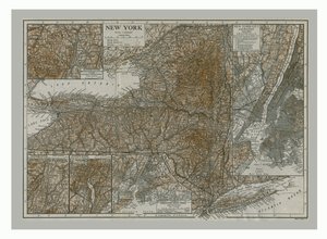 Kort over New York, omkring 1900-tallet.