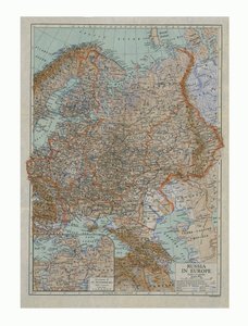Kort over Rusland i Europa, c1910
