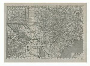 Kort over Texas, USA, c1910