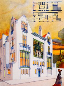 House Design, ca. 1905-6 (akvarel og pen på papir) af Emiel van Averbeke