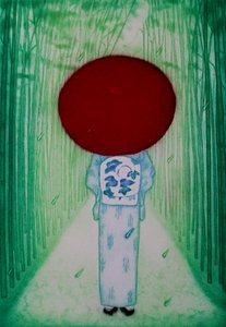 Rød paraply, 2007 (ætsning)