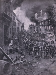 Invasionen af Brest-Litowski af tyske tropper, fra The Illustrated History of the World War 1914-1915 pub. af Union Berlagsefellfchaft af Emil (after) Limmer
