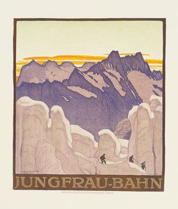 Jungfrau-Bahn, plakat, der reklamerer for Jungfrau-bjergbanen (farve litho)