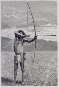 En Veddah af Ceylon, der skyder med buen, fra 