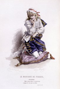Komplet værk af Beaumarchais (1732-1799) af Edouard Fournier. tegning af Emile Bayard. Ed. Laplace, Sanchez et Cie, Paris 1876. Dette er Suzanne i "Figaros bryllup" af Emile Antoine Bayard