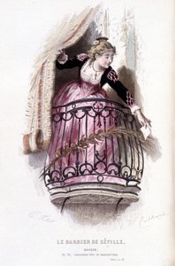Komplet værk af Beaumarchais (1732-1799) af Edouard Fournier. tegning af Emile Bayard. Ed. Laplace, Sanchez et Cie, Paris 1876. Dette er Rosine i "Barberen fra Sevilla" af Emile Antoine Bayard