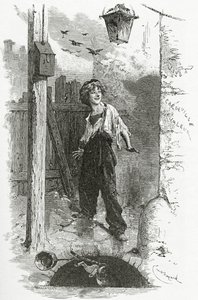 Gavroche, 1800-tallet (bw-gravering) af Emile Antoine Bayard