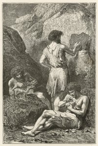 Forgængerne til Raphael og Michelangelo, eller fødslen af ​​kunsten at tegne og skulptur på rensdyrets tid af Emile Antoine Bayard