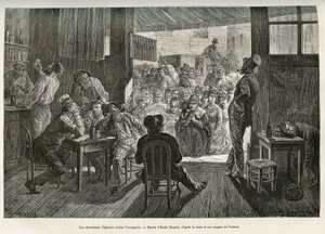 Mother Careys fuldskabssalmesangere samledes ved indgangen til en whiskybar i Ohio for at bekæmpe alkoholismens opblomstring. Emile Bayards tegning til illustration af historien La conquete blanche, af William Hepworth Dixon, i 1875, udgivet i "Le tour du  af Emile Antoine Bayard