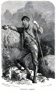 Portræt af engelsk turist af Emile Bayard - turisme i det 19. århundrede - illustration af bogen "" Moors and Characters of Peoples"", udgave 1884 - af Emile Antoine Bayard