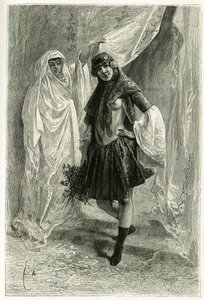 Portræt af Ziba Khanoum, persisk prinsesse. Gravering af E.Bayard, efter et fotografi, for at illustrere historien "" Persia, Chaldee og Susiane"" i 1881-1882, af Jane Dieulafoy (nee Magre) af Emile Antoine Bayard