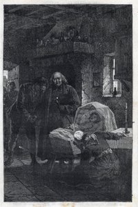 The Myriel Eveque with a Mourning Family - Illustration af Emile Bayard (1837-1891) til "The Miserables - First Part: Fantine" af Victor Hugo (1802-1885) 1862 af Emile Antoine Bayard