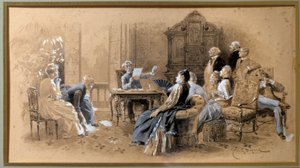 Forfatteren Alexandre Dumas Jr. (1824-1895) læser sine værker Lavis d