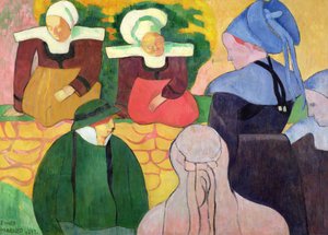 Bretonske kvinder på en mur af Emile Bernard