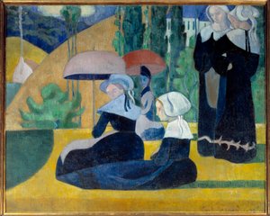 Bretoner med paraplyer af Emile Bernard