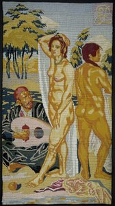 Geborduurd bord; To Badegæster af Emile Bernard